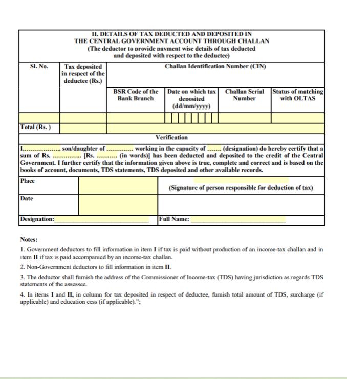 Components of Form 16A Income Tax