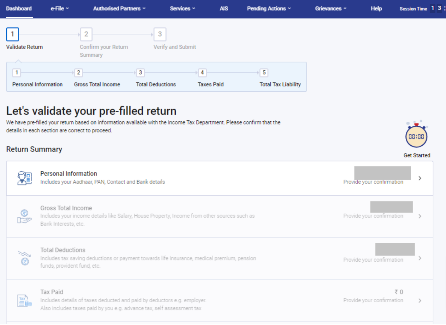 Validate your Pre-filed Return